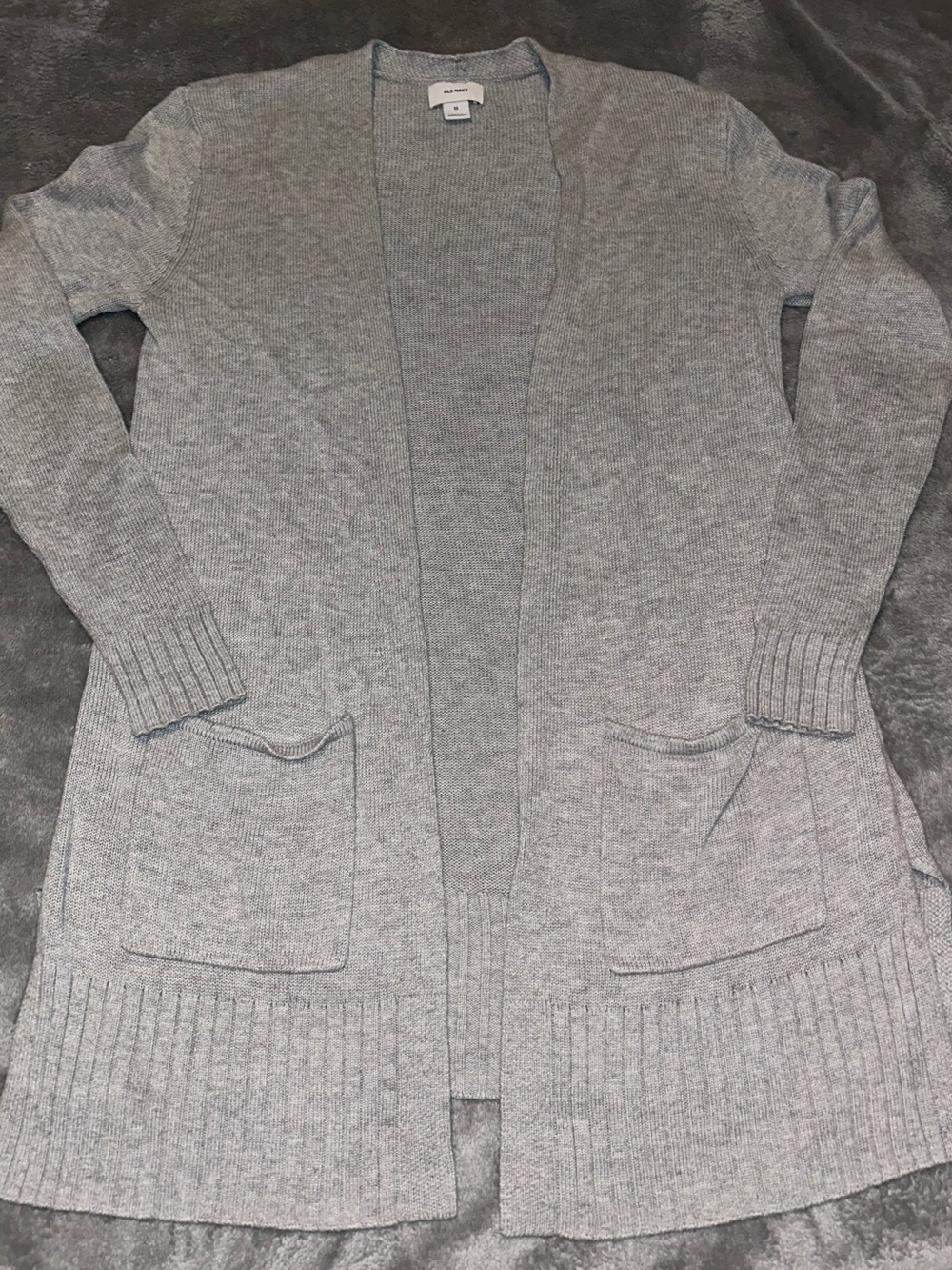 Old Navy Heather Gray Longline Open-Front Sweater Size Extra Small